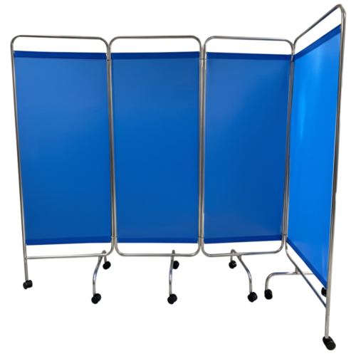 不鏽鋼四摺屏風 (藍色防水布)