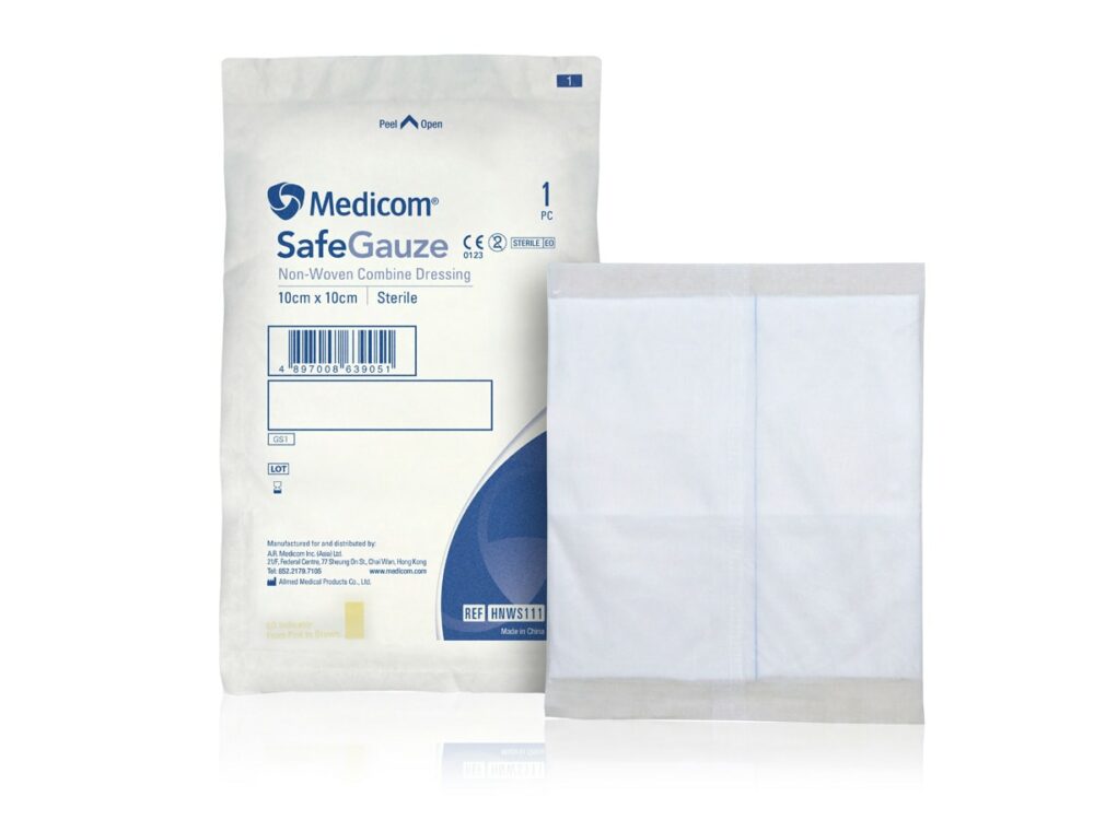 【原袋送貨】【門市買1包起】加拿大 Medicom SafeGauze Non-woven Combin Dressing 特強吸滲消毒無紡布 (1包裝：1片/包) - 10 x 10cm (SFGHNWS111)【已滅菌】