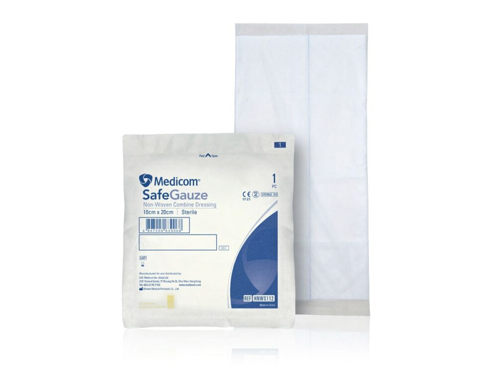 【原袋送貨】【門市買1包起】加拿大 Medicom SafeGauze Non-woven Combin Dressing 特強吸滲消毒無紡布 (1包裝：1片/包) - 10 x 20cm (SFGHNWS112)【已滅菌】