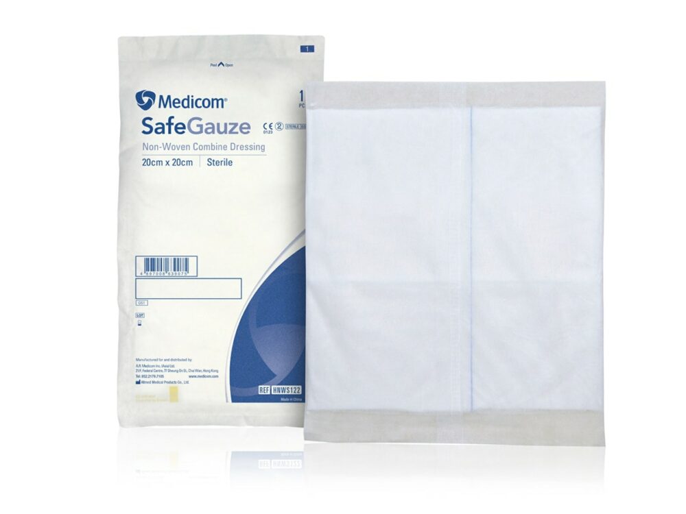 【原袋送貨】【門市買1包起】加拿大 Medicom SafeGauze Non-woven Combin Dressing 特強吸滲消毒無紡布 (1包裝：1片/包) - 20 x 20cm (SFGHNWS122)【已滅菌】