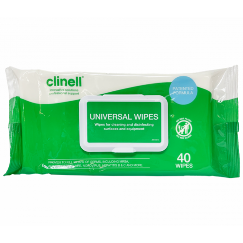 英國 Clinell 無酒精清潔消毒濕紙巾 (40片/包) (CLI-CW40)
