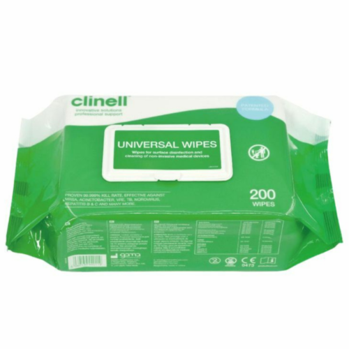 英國 Clinell 無酒精清潔消毒濕紙巾 (200片/包) (CLI-CW200)