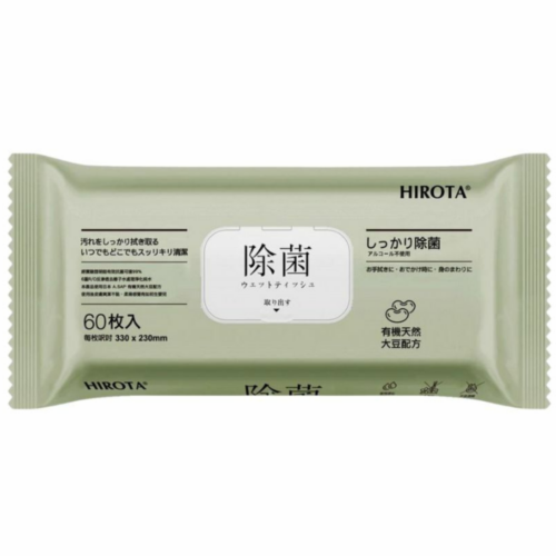 Hirota 除菌純水濕紙巾 (60片/包) (A900)【純水淨化】【不含BIT / Paraben / 酒精】
