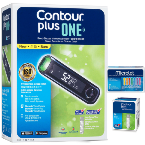 瑞士 Ascensia Contour Plus One 血糖機套裝 (包機、50塊試紙及100支針)
