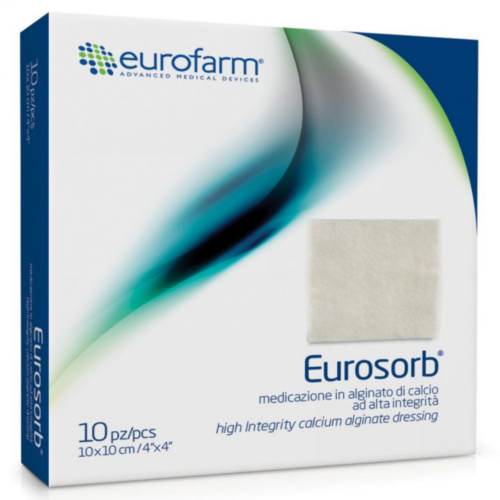 意大利 Eurosorb 海藻酸鈣高吸水性敷料 - 10 x 10cm (盒裝：10片)【意大利製造】