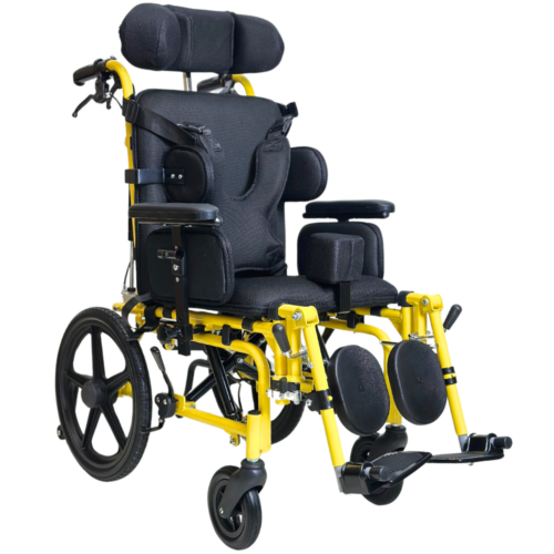 美國 Advanced TIRE 36 高背傾斜及後躺輪椅【Tilt+Recline】【座闊可調】【有後手剎】【連頭枕、側墊、分腿柱、X形安全帶、骨科升降腳踏】【可摺合】