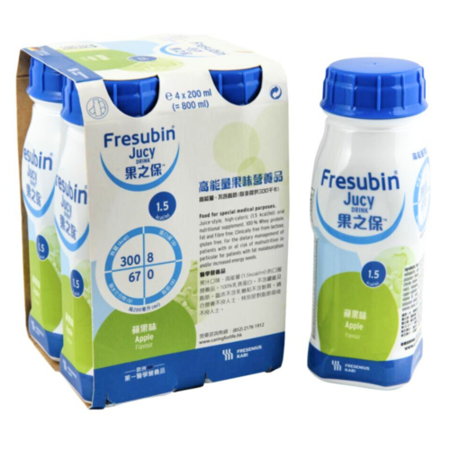德國 Fresenius Kabi Fresubin Jucy 果之保營養品 - 蘋果味 (盒裝：200ml x 4支) [7764601]【4支/盒，6盒/箱，如顧客想原箱買，可選數量為6個】