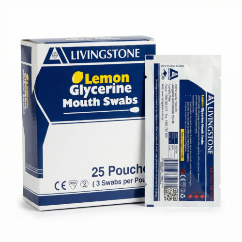 澳洲 Livingstone 檸檬味甘油拭子洗口棒/口腔清潔棒 (盒裝：25包 x 3支)