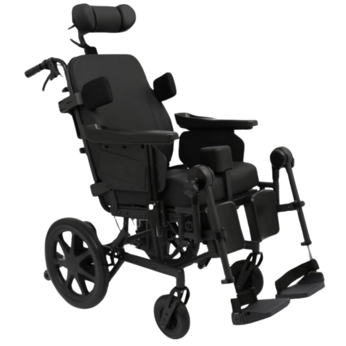 美國 Advanced TIRE 16/8 高背傾斜及後躺輪椅【Tilt + Recline】【鼓剎】*圖中側墊及分腿柱需另購