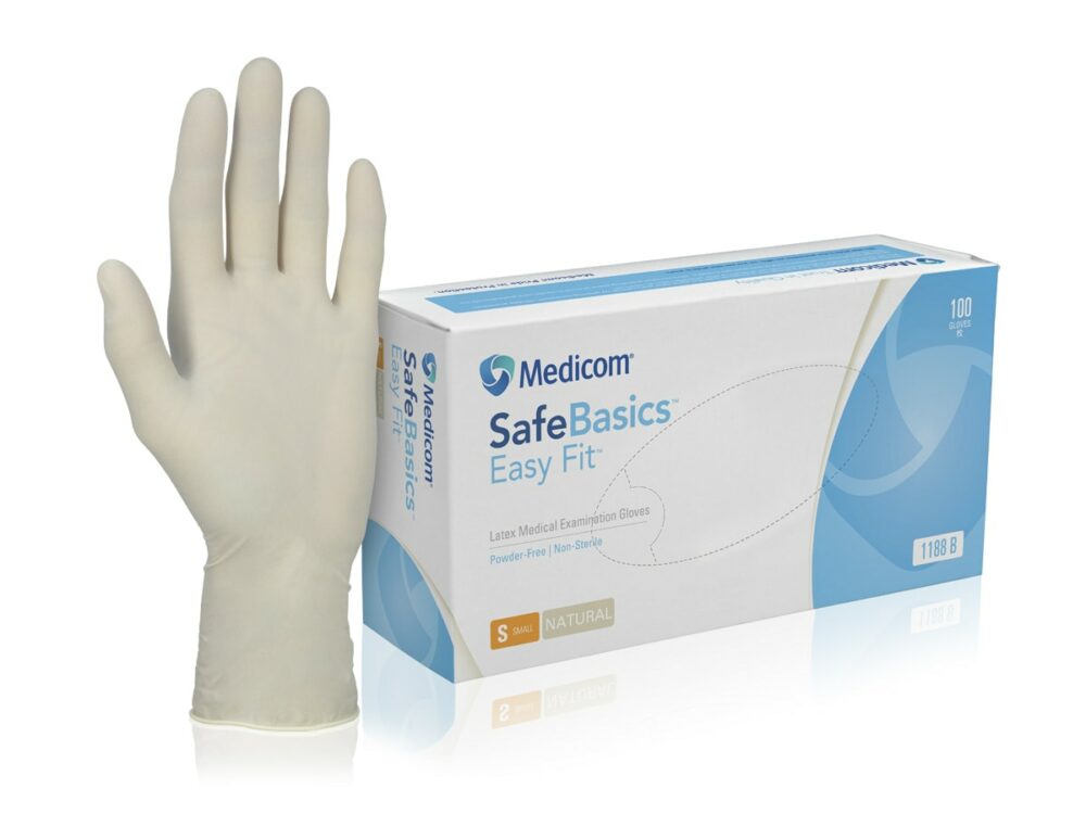 加拿大 Medicom SafeBasics Easy Fit 無粉乳膠手套 (盒裝：100隻)【馬來西亞製造】