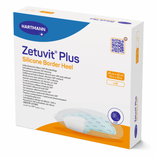 德國 Hartmann Zetuvit Plus Silicone Border Heel 防水矽膠自黏特強吸收性敷料 - 25 x 25cm (盒裝：10片) [4139110]