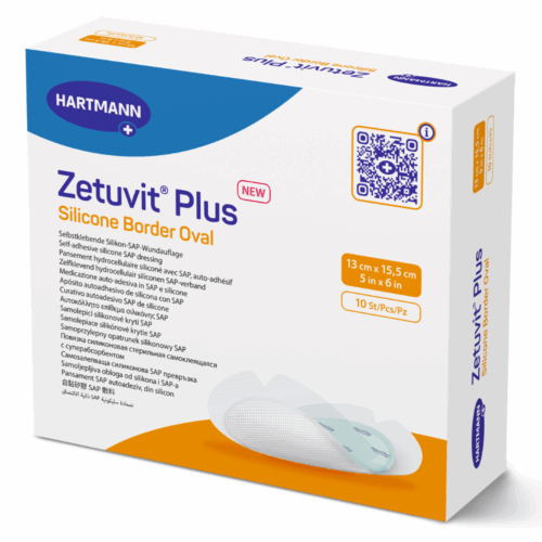 德國 Hartmann Zetuvit Plus Silicone Border Oval 防水矽膠自黏特強吸收性敷料【2個尺寸】