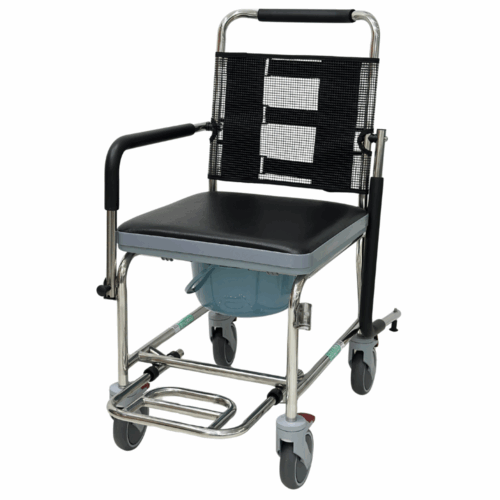 Alternative view of Roll 304 不鏽鋼有輪沐浴便椅 (PE座板連軟墊蓋)【總闊19"】【可入14.3"闊座廁】【304不鏽鋼椅架及螺絲】【德國Tente 5"腳輪】