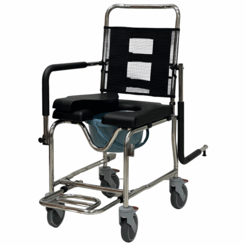 Alternative view of Roll 304 不鏽鋼有輪沐浴便椅 (PU子母軟座墊)【總闊18.4"】【可入14.4"闊座廁】【304不鏽鋼椅架及螺絲】【德國Tente 5"腳輪】