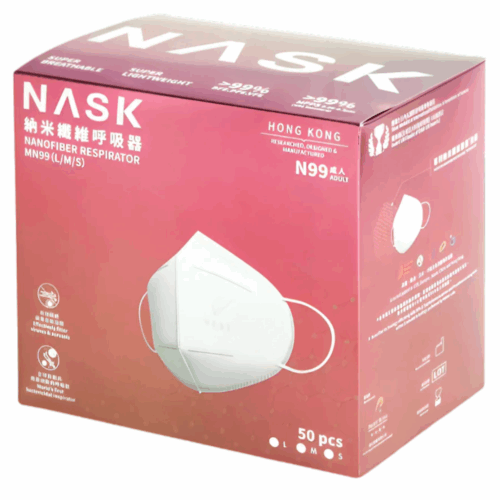 Nask N99 納米纖維呼吸器/醫用口罩 (成人) - L (盒裝：50片)【香港製造】