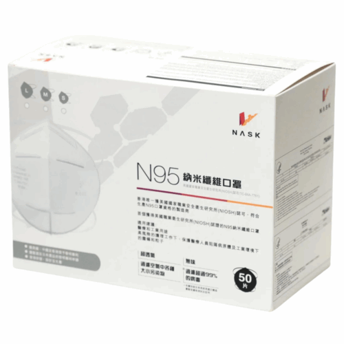 Nask Pro Niosh N95 納米纖維呼吸器/醫用口罩 (盒裝：50片)【兩種尺寸】【香港製造】