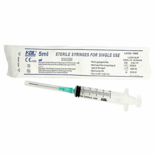 KDL 直咀針筒連針咀 - 5ml (21G x 1 1/2") (盒裝：100支) [02-004-010]