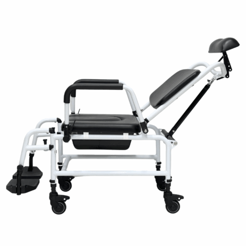 Alternative view of ZFME 後躺有輪沐浴便椅【可後躺至140º】【座高可調】【扶手腳踏可拆】【設有頭枕】【防鏽鋁合金椅架】