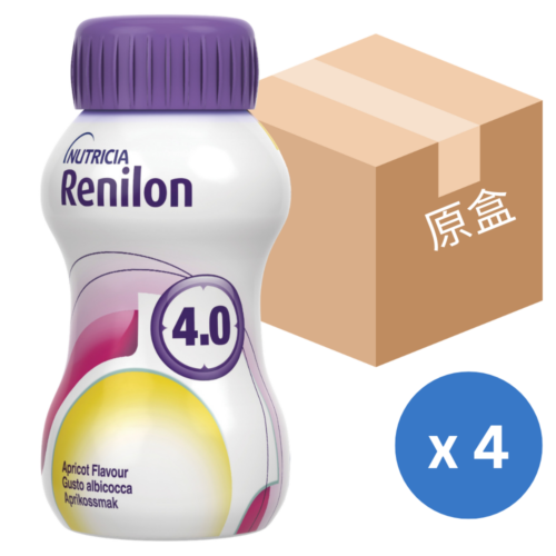 荷蘭 Nutricia Renilon 腎宜康 4.0 腎病人士專用營養補充品 - 杏脯味 (盒裝：125ml x 4支) [H6540010058]【荷蘭製造】【4支/盒，6盒/箱，如顧客想原箱買，可選數量為6】
