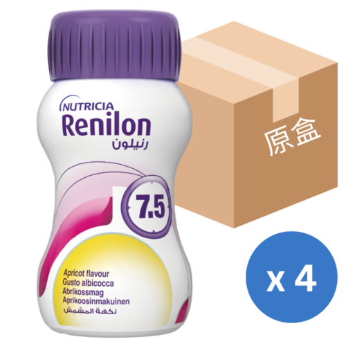 荷蘭 Nutricia Renilon 腎宜康 7.5 洗腎人士專用營養補充品 - 杏脯味 (盒裝：125ml x 4支) [H6540010068]【荷蘭製造】【4支/盒，6盒/箱，如顧客想原箱買，可選數量為6】