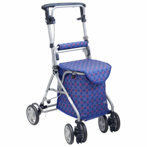 日本 Rythm RWC 摺合助行車 - 雙間格子藍 [4945528 534445]