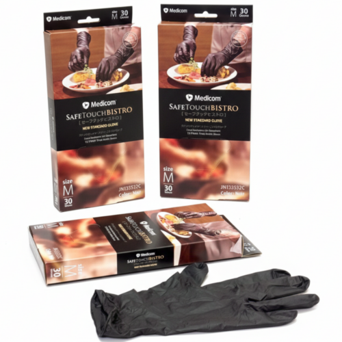 加拿大 Medicom SafeTouch Bistro 黑色無粉丁晴手套 (專為餐飲、食品處理設計) - M (盒裝：30隻) [SFT-JN133532C]
