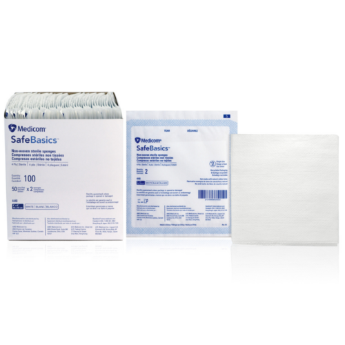 加拿大 Medicom SafeBasics Non-Woven Sponges 無紡紗布 (已滅菌) - 4 x 4" (盒裝：50包，2片/包，4層/片) [MED0004440]