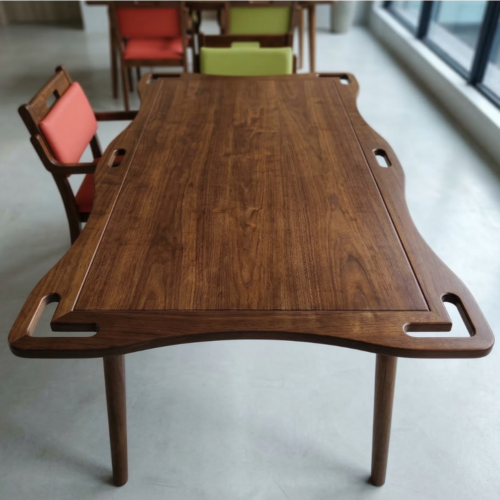 日式介護實木餐桌 - 深木色