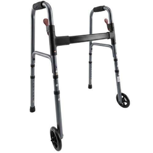 ZSMI 0414 摺合式助行架 (5"單向前輪，兩邊按掣摺合)