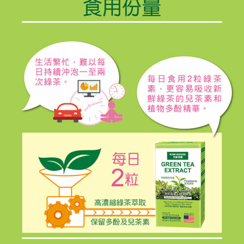 Alternative view of Kiwi House 卡怡可斯 Green Tea Extract 金裝綠茶素 (盒/樽裝：60粒)【台灣製造】