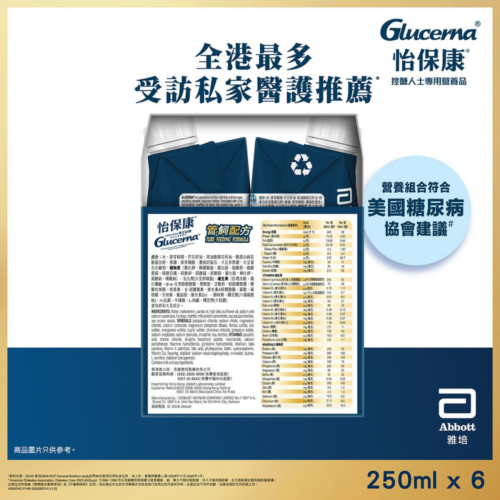 Alternative view of 【原盒6支】美國 Abbott 雅培 Glucerna 怡保康即飲裝水奶 (管飼配方，雲呢拿味，低糖) (250ml) (紙包裝) [20067909]【4盒/箱，如顧客想原箱買，可選數量為4】