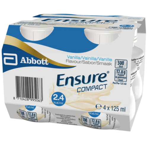 【原盒4支】美國 Abbott 雅培 Ensure Compact 加營素 2.4 高能量高蛋白濃縮即飲裝 (125ml) - 雲呢拿味 [8710428995063]【荷蘭製造】【6盒/箱，如顧客想原箱買，可選數量為6】